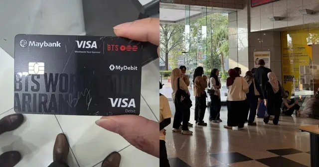 Penangan BTS! Peminat Beratur Panjang Di Cawangan Maybank Demi Kad Debit Edisi Terhad