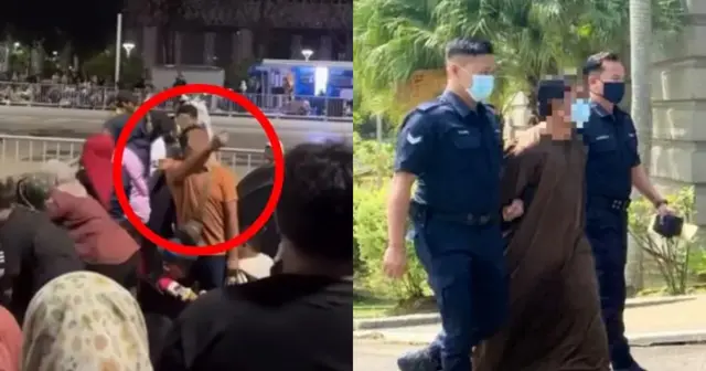 Polis Tahan Lelaki Baju Oren Didakwa Buat Kacau Semasa Perarakan Hari Kebangsaan